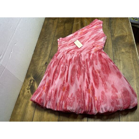 Hutch - Savvy Pink Blurred Berry Floral Tulle One Shoulder Dress Size 6 NWT - Picture 1 of 14